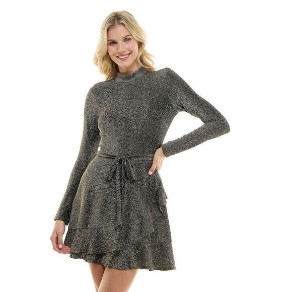 Speechless ruffled hem long sleeve dress. - Picture 1 of 5